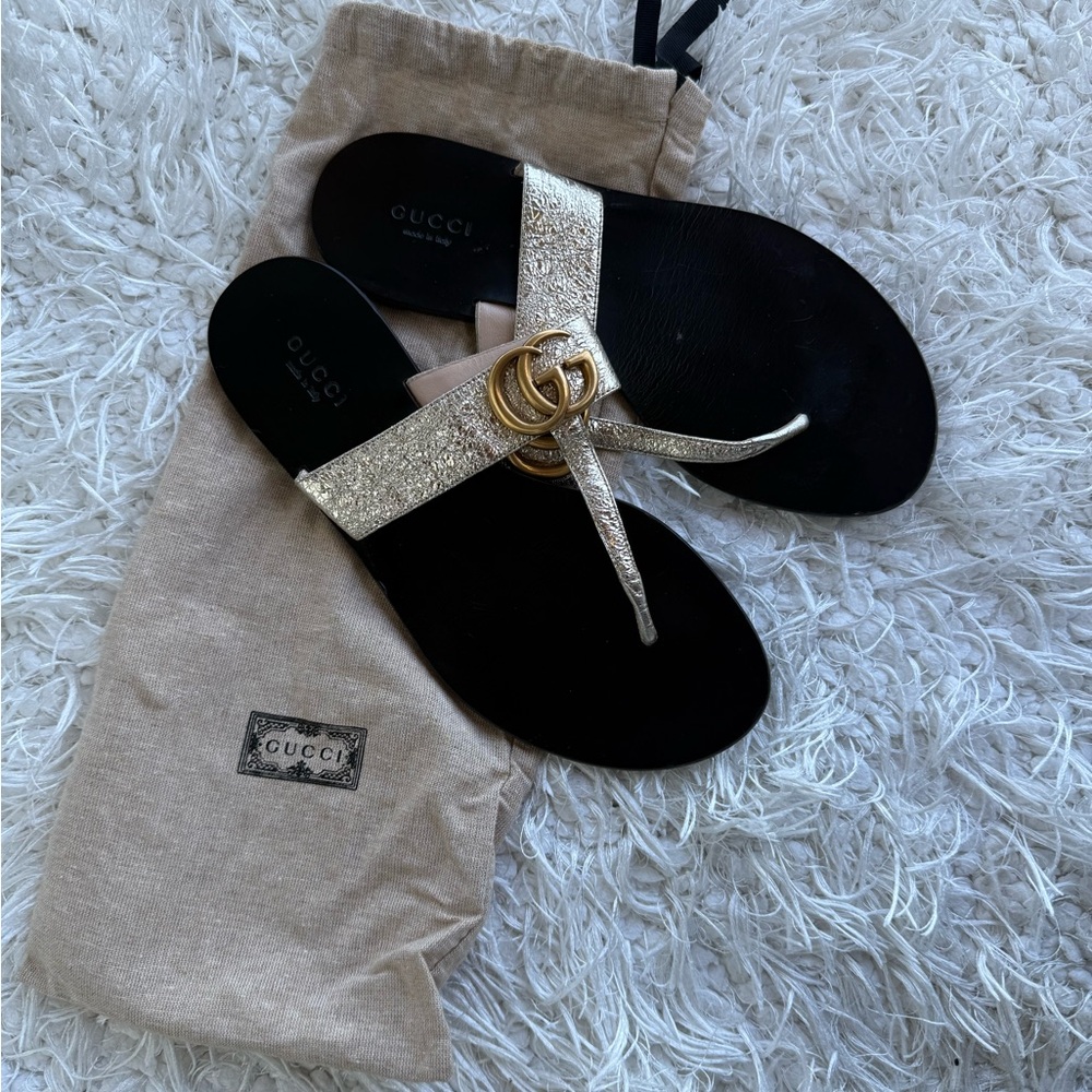 Gucci Women's Metallic Gold Sandals